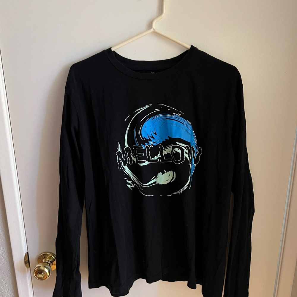 BP Black Long Sleeve Tee with Blue and White Graphic